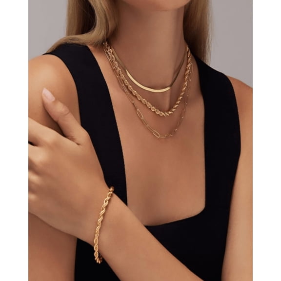 18K Gold Rope Chain   Link Chain Necklace Stack Bundle