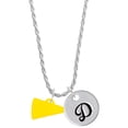 thumbnail image 1 of Delight Jewelry Acrylic 3/4" Yellow Megaphone Silvertone Script Initial Disc - D - Charm Necklace, 20"+3", 1 of 4