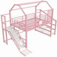 thumbnail image 6 of Bellemave Loft Bed with Slide and Stairs,Full Size House Bed with Storage Shelves,Metal Playhouse Loft Beds Frame with Large Space Underneath (Pink）, 6 of 8