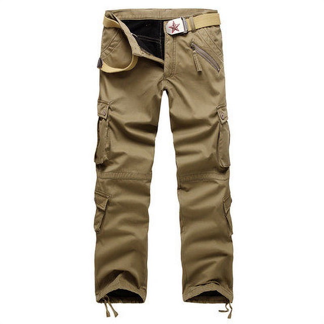 Match Mens Wild Cargo Pants New Fashion Casual Overalls Washed With Solid Color And Velvet Multi-pocket Pants For Men on Clearance
