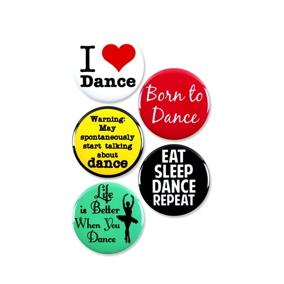 5 Pack - Dance Obsessed Tap Ballet Jazz Pinback Button Badges - 2.25 Inch