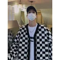 thumbnail image 3 of Suéter de punto Chaqueta de hombre Abrigo Verde Ropa de hombre Cárdigan estético Cuadros Cuello en V Moda 2024 Sudadera barata Calle holgada X, 3 of 4