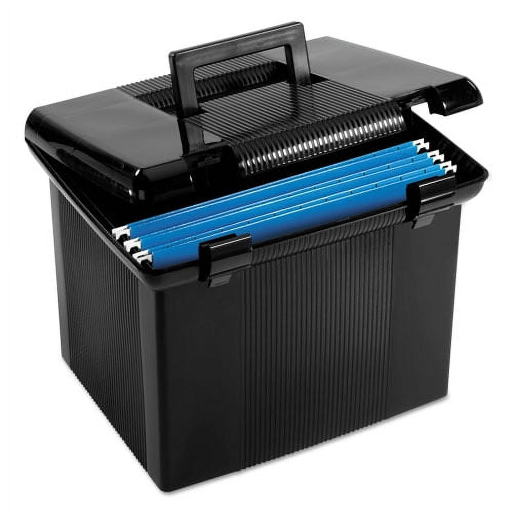 "Portable File Boxes, Letter Files, 13.88"" X 14"" X 11.13"", Black | Bundle of 5 Each"