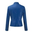 thumbnail image 3 of BOOMILK Women Leather Jacket Trendy Long Sleeve Open Front Short Motorcycle Suit Jacket Blue, 3 of 8