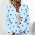 thumbnail image 2 of QATAINLAV Ladies Christmas Sweaters Oversized Long Sleeve Knitted Sweater Cardigan Casual Button Up Open Front Jackets, Light Blue, XXXL, 2 of 6
