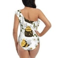 thumbnail image 5 of Pofeuu Honey Bee Insect Print Women's One Piece Swimsuits One Shoulder Swimwear Asymmetric Ruffle Monokinis Bathing Suits-Large, 5 of 6