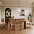 thumbnail image 6 of DONICK French Upholstered Dining Chairs,Farmhouse Round Back Tufted Solid Wood For Kitchen,Restaurant(PU,Orange,Set of 4), 6 of 11