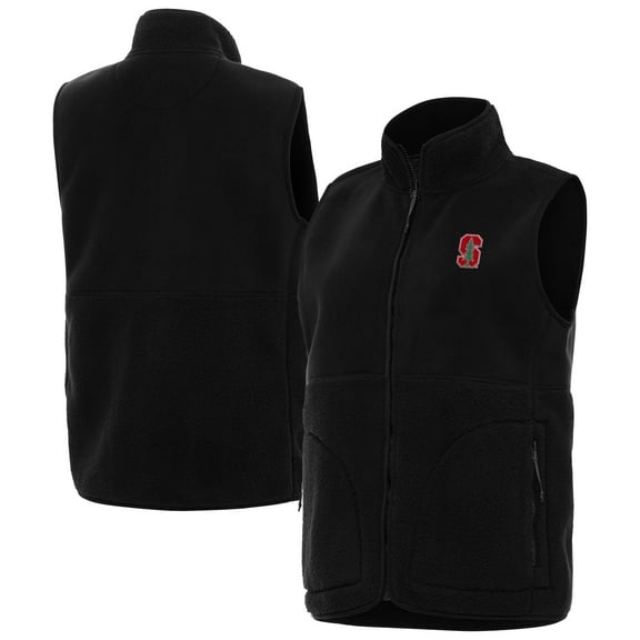 Women's Antigua  Black Stanford Cardinal Nostalgic Full-Zip Vest