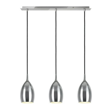 Aspen Creative 61078-1 Adjustable Three-Light Hanging Pendant Ceiling Light, Transitional Design in Chrome Finish, Metal Shade, 24" Wide
