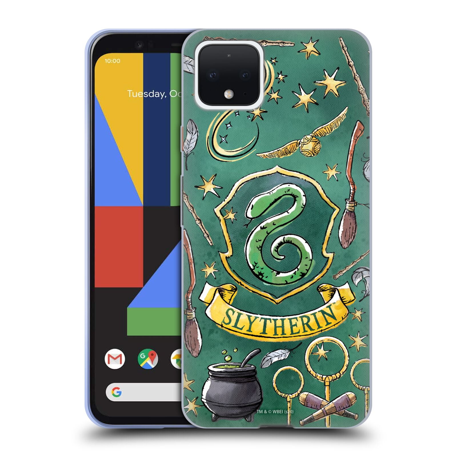 Head Case Designs Officially Licensed Harry Potter Slytherin Pattern Deathly Hallows XIII Soft Gel Case Compatible With Google Pixel 6