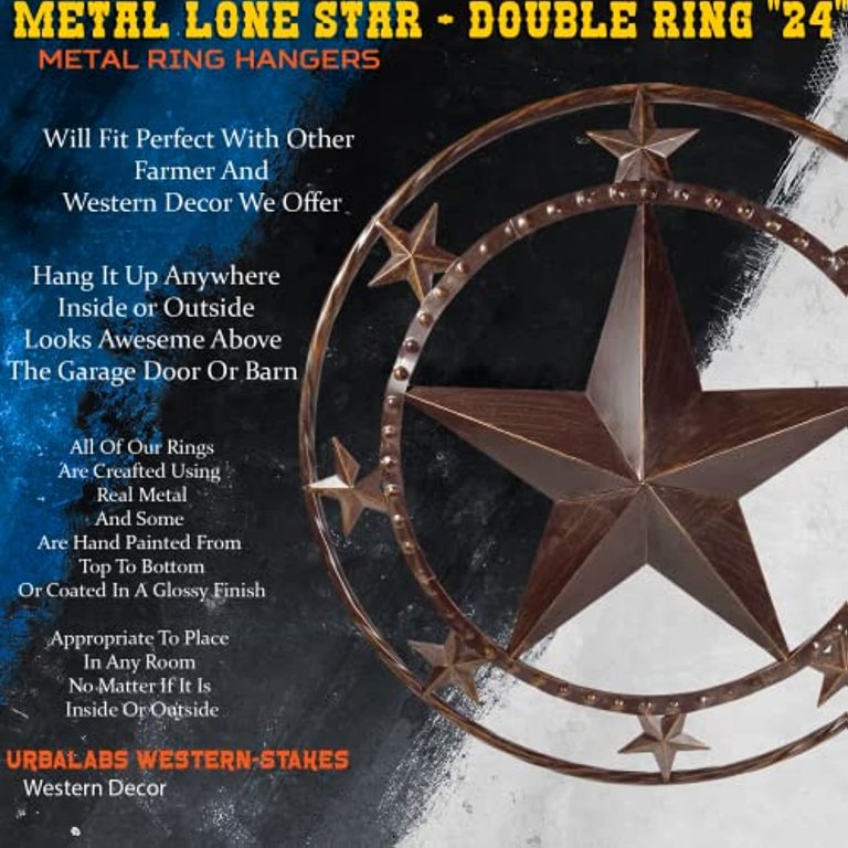 Urbalabs Western Stakes 24 inch Metal Barn Lone Star Western Decor