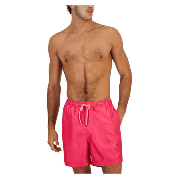 INC Mens Quick Dry 5 Inseam Swim Trunks, Fiery Pink, XL
