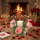 thumbnail image 5 of CaiYueKe Artificial Rose Garland Candle Ring Holder, Floral Candle Wreath Decor for Wedding Table Centerpiece Party Home Decorations, Faux Greenery Candle Surround Decorative Arrangement, 5 of 7
