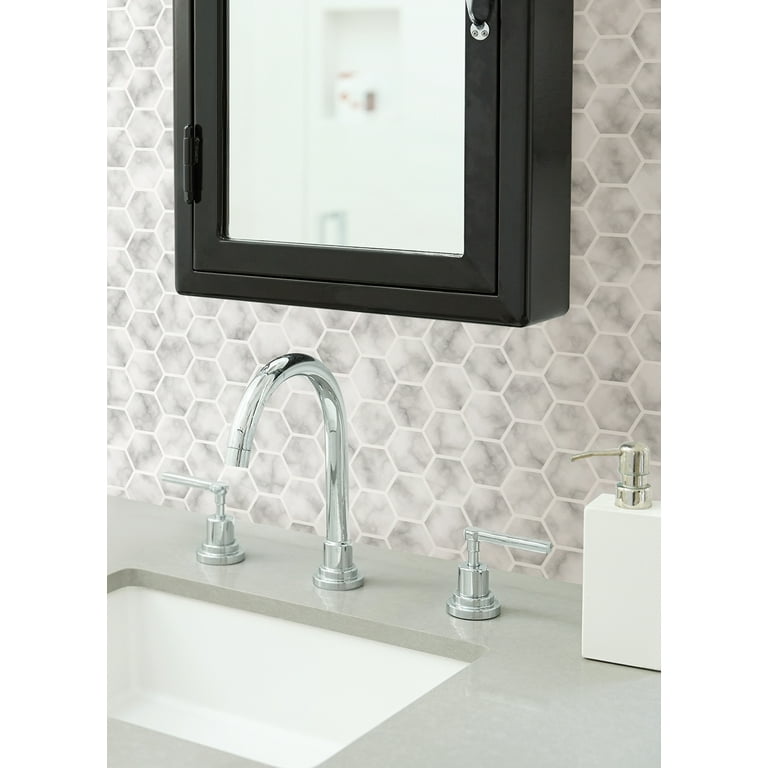 InHome Hexagon Marble 10 in. x 10 in. Peel and Stick Resin Backsplash Tiles (4-Pack) InHome Hexagon Marble 10 in. x 10 in. Peel and Stick Resin Backsplash Tiles (4-Pack)