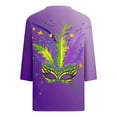 thumbnail image 5 of Cavosen Mardi Gras 3/4 Length Sleeve Womens Tops Dressy Carnival Mask Graphic Print Tops V Neck Party Holiday Shirts Loose Trendy Festival Blouse Party Funny T-Shirt Purple 2XL, 5 of 5
