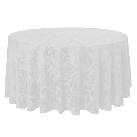 

Ultimate Textile (5 Pack) Damask Melrose 108-Inch Round Tablecloth - Home Dining Collection - Floral Leaf Scroll Jacquard Design White