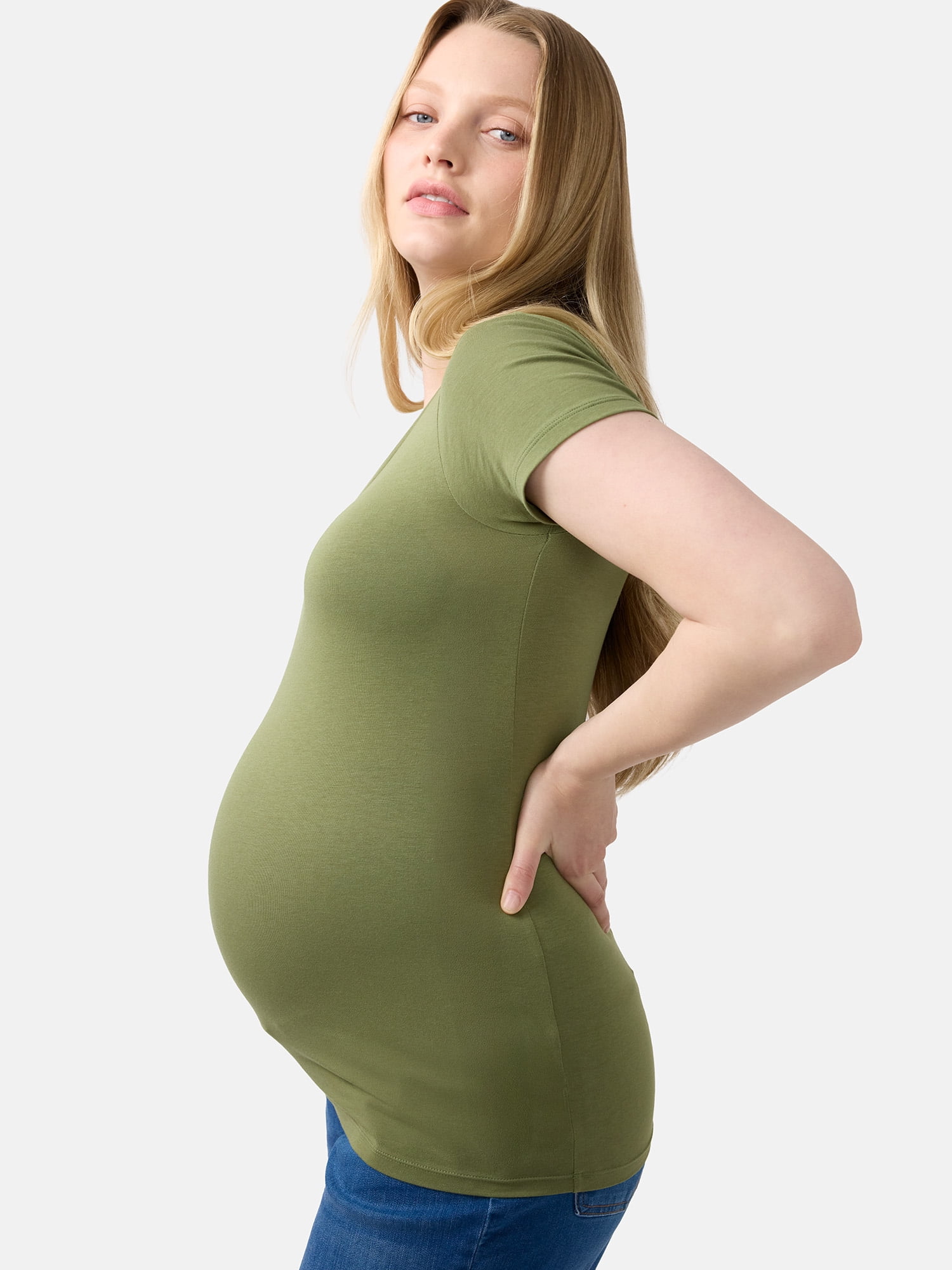 Ingrid & Isabel For Every Belly Women’s Maternity Fitted Scoop Tee, Sizes S-XXL