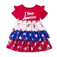 thumbnail image 4 of WEIWEN Toddler Baby Girl 4th of July Outfits Short Sleeve Layered Ruffle Red White and Blue Dress Dress Kids Girls Memorial Day Clothes Red, 18-24 Months, 4 of 7