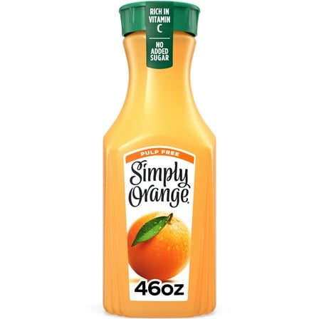Simply Orange Pulp Free Orange Juice, 46 fl oz Bottle