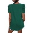 thumbnail image 1 of Blusa de manga corta de color liso, blusa de manga corta con cuello en V y manga abombada para mujer, grado profesional, 1 of 3