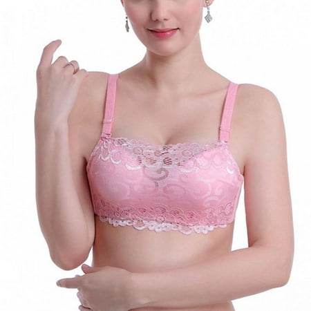 

Thin Section Gathered Bras Breathable Comfortable Lace Underwear with Tube Top Design Three Rows of Buckles