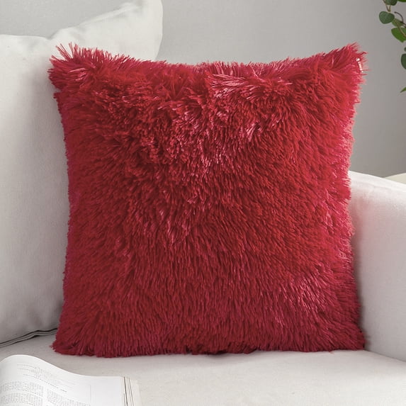 DYstyle Soft Plush Fur Shaggy Square Throw Pillow Cases Waist Cushion Cover