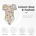 thumbnail image 6 of Daiia Animal Cartoon Style print Women's Crew Neck Short Sleeve Bodysuit Fashion Tops Fit Casual Basic Extender Bodysuit-Medium, 6 of 9