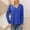 Blue, variant on Oplxuo Women Blouses Dressy Casual V Neck Long Sleeve Shirts Buttons Hollow Out Lace Embroidered Tops