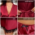 thumbnail image 5 of Sexy Lingerie, AMITOFO Silk Satin Lingerie Sets for Women of 4 Pcs with Floral Lace Top Shorts and Robe, Valentines Day Gift for Women, Burgundy, XXL, 5 of 6
