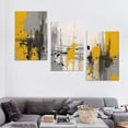 thumbnail image 4 of Nawypu -Canvas Wall Art Abstract Poster Prints Black White Wall Decor Yellow Gray Picture Fantasy Graffiti Paintings Modern Artwork for Office Wall Art Living Room Bedroom 12''x16''X3 Panels, 4 of 4