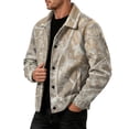 thumbnail image 4 of Havenx Men's Camo Corduroy Jacket Long Sleeve Button Down Shirt Jacket with Pockets Lapel Collar Camouflage Print Shacket Jacket Loose Fit Fall Winter Vintage Casual Clothes,Khaki 3XL, 4 of 6