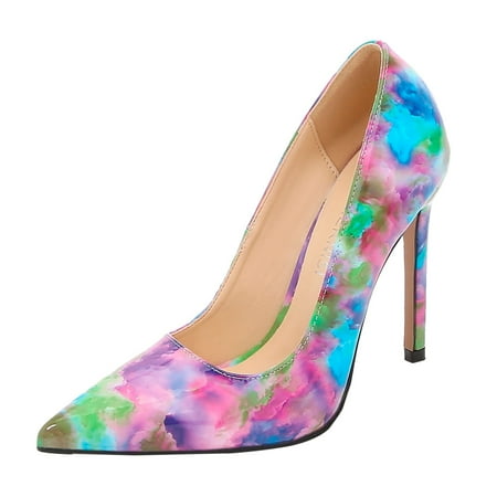 

Jungdeepe Fashion Shoes Women Calico Pointed Thin Heels Large High Heels Bright Slides Women Glitter Sandals for Women Size 9 Womens Size 11 Sandals Dressy Water Shoes Wide Width Women Shoe Women