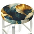 thumbnail image 3 of Haiem Golden Blue Leaf Design Print Cushion Round Bar Chair Seat Cover Bar Chair Cushion Covers Elastic Washable Bar Chair Cover,Protects from Scratches and Stains-12 inch, 3 of 7