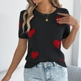 thumbnail image 6 of Aloohaidyvio Womens Summer Tops No Boundaries Women Short Sleeve Knitted Pullovers T Shirts Summer Loose Hearts Printed Casual Tops, 6 of 6