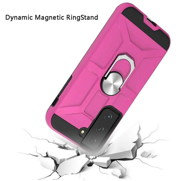 for Samsung Galaxy S21 FE /Fan Edition Cases Kickstand Ring Holder [360° Rotating] Dual Layer Work with Magnetic Car Mount Hard Cover ,Xpm Phone Case [Pink]