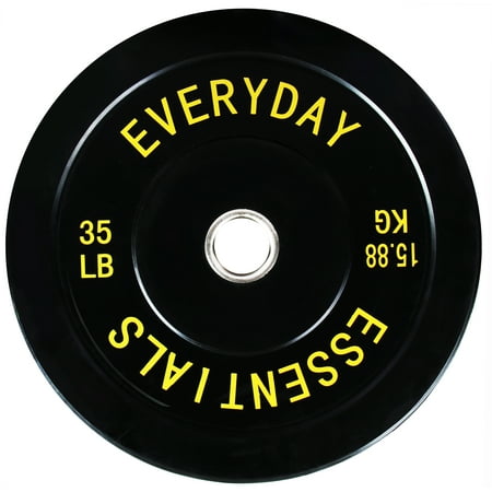 Everyday Essentials Olympic Bumper Plate Weight Plate with Steel Hub, 35 lbs