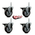 thumbnail image 2 of 4 Inch Maroon Poly Wheel Swivel 5/8 Inch Threaded Stem Caster Set with Brake, 2 of 2