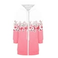 thumbnail image 4 of JUSLIO Zipper Tops for Women Relaxed Fit Hoodies Sweatshirts with Pockets Long sleeve Irregular Print Sweatshirts Pink 2XL, 4 of 6