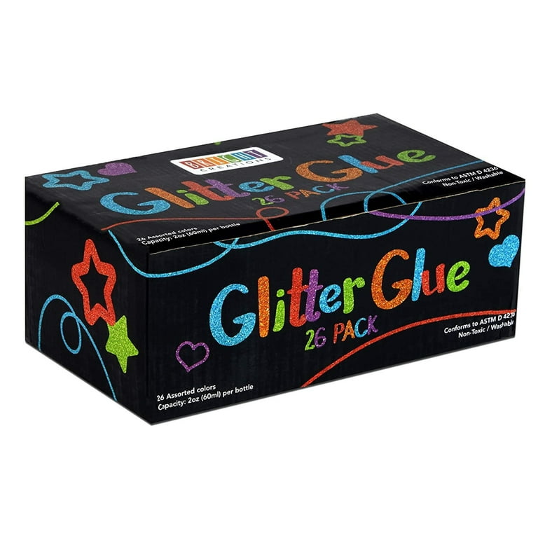 Slime Supplies Glue Containing Glitter in 26 Rainbow Colors for Arts and  Crafts (2 oz, 26 Pack)