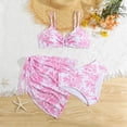 thumbnail image 2 of TOWED22 Teen Girls Swimwear 3 Piece Bathing Suit Bikini Set Tie Dye Print with Long Sleeve Cover Up Rash Guard Red,15-16 Y, 2 of 6