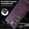 thumbnail image 4 of Magnetic for Galaxy S23 Premium PU Leather Case,Built-in Invisible Stand [Compatible with Magsafe] Protective Slim Kickstand Phone Cover Compatible with Samsung Galaxy S23, Darkpurple, 4 of 9