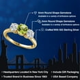 thumbnail image 2 of Gem Stone King 18K Yellow Gold Plated Silver Green Peridot and Lab Grown Diamond Engagement Ring for Women | 2.00 Cttw | Round 6MM | Gemstone August Birthstone | Size 6, 2 of 6