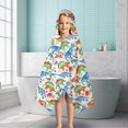 thumbnail image 6 of White Colorful Dinosaurs Pattern Hooded Bath Towel，50"x30" for Ages 3 To 12 Kids, Quick Dry Lightweight Soft Microfiber Hood Beach Towel Cover Up for Kids, 6 of 7