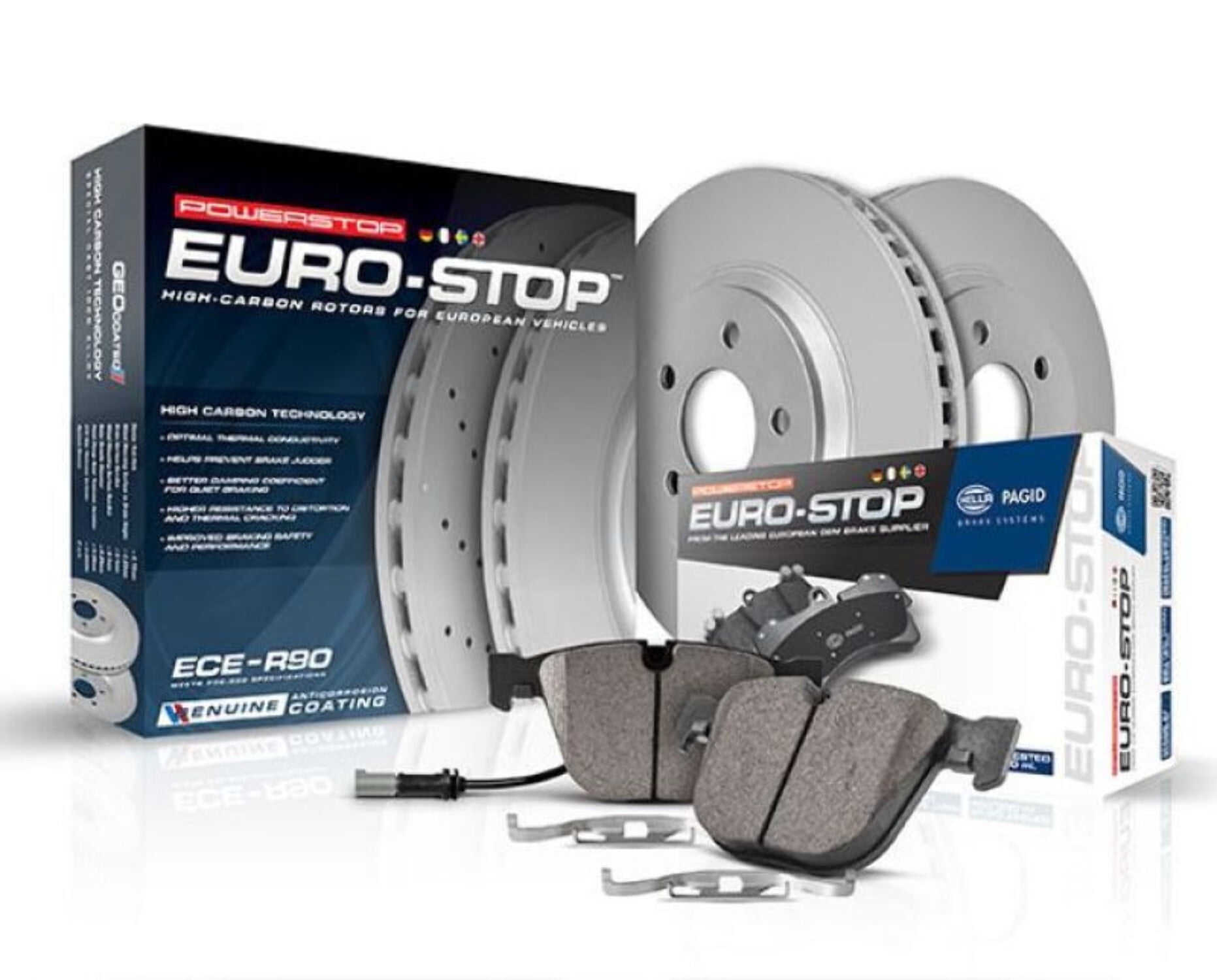 Power Stop Front Euro-Stop ECE-R90 Certified Brake Pad and Rotor Kit ESK868 Fits 2003 BMW Z4