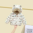 thumbnail image 2 of Winter Down Coats For Kids Baby Girls Light Jacket Cute Cartoon Bear Hoods Outerwear White 130(5 Years-6 Years), 2 of 4