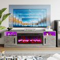 thumbnail image 3 of BOSSIN Fireplace TV Stand with 36 inch Fireplace Up to 80" TVs,LED Light Entertainment Center with Highlight Storage Cabinet for living room, 3 of 7