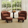 thumbnail image 3 of Giantex Swivel Accent Chair w/Ottoman, Modern Barrel Club Chair, Swivel Single Sofa w/Footrest, Brown, 3 of 9