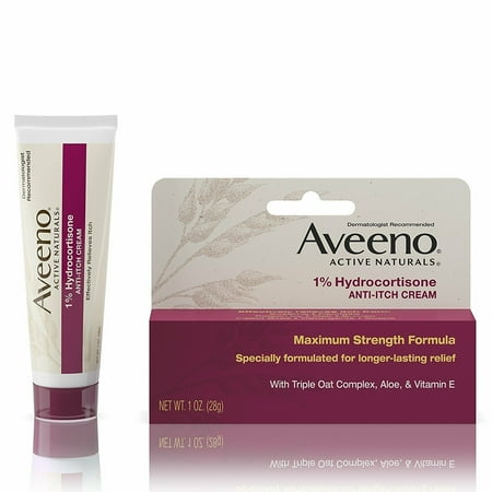 Aveeno 1% Hydrocortisone Anti Itch Cream Maximum Strength, 1 oz, Pack of 2