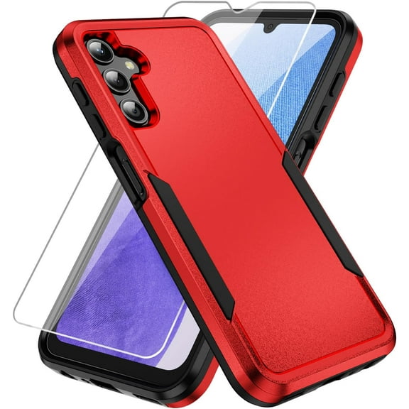 for Samsung A25 5G Case,Galaxy A25 5G Phone Case,with Screen Protector [ Grade Drop Tested] Heavy-Duty Tough Rugged Shockproof Protective Case for Samsung Galaxy A25 5G, Red