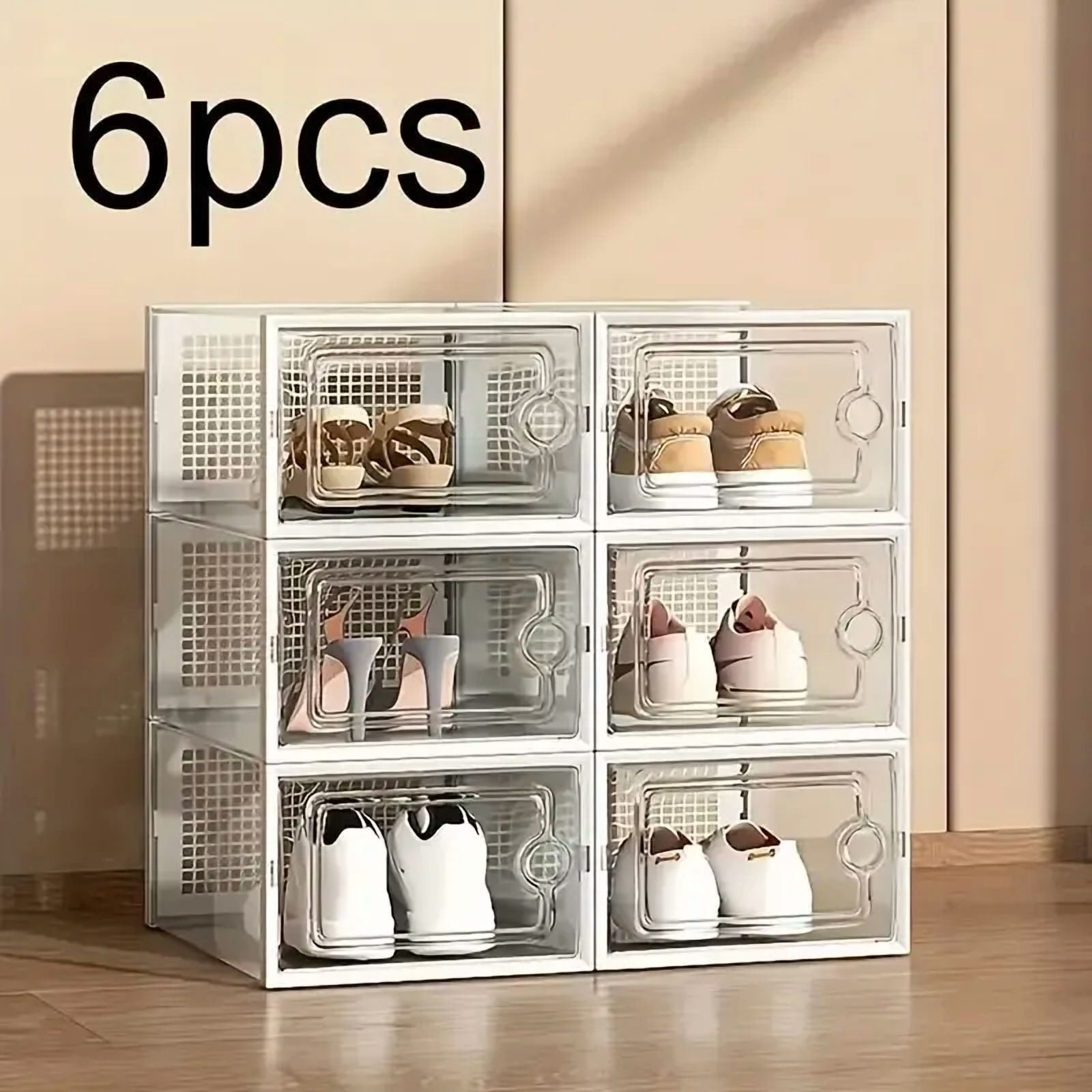 Kicks & Co XL Shoe Storage Clear Plastic Stackable Shoe Box with